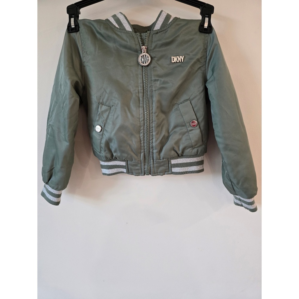 DKNY Kids Olive Green Bomber Jacket‎ Sherpa Lined Size 3T